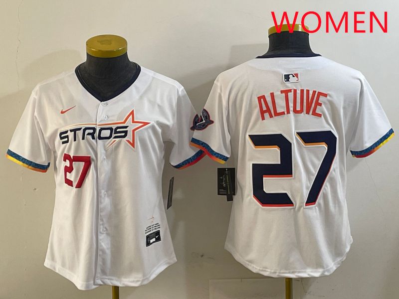 Women Houston Astros #27 Altuve White Fourth generation Joint Name 2025 Nike MLB Jersey style 3->women mlb jersey->Women Jersey